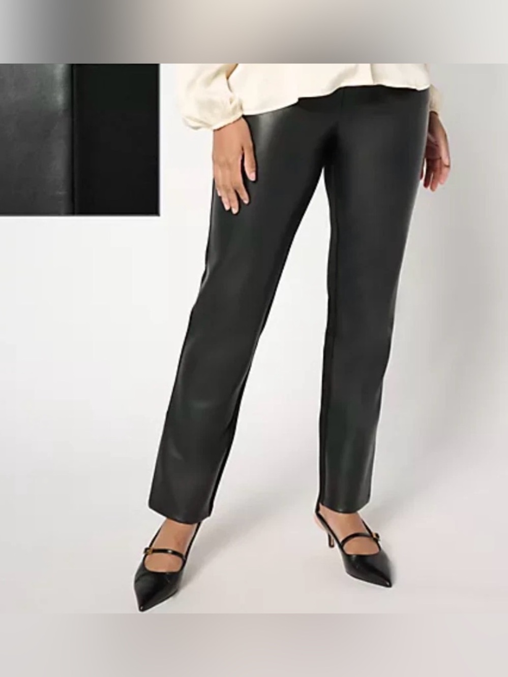 NWOT Belle by Kim Gravel Rebellious Faux Leather Flared Pants Sz 14 Blk, Pockets